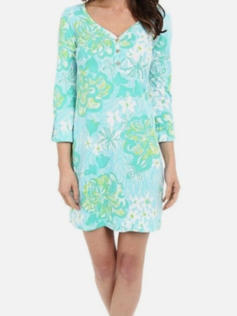 NWT Lilly Pulitzer Palmetto Dress Size L Lagoon Green Wave Rider Palmetto Dress